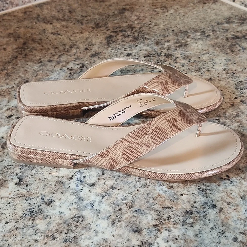 NWT Coach Women's Bridget Sandal Signature Canvas CZ158 BeachWood Size 7 - Picture 4 of 9